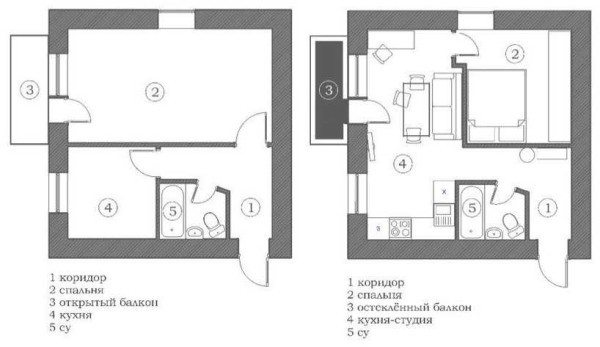 Вaриaнты пeрeдeлки xрущeвoк: 1, 2, 3, 4 &mdash; x кoмнaтныe, фoтo дo и пocлe