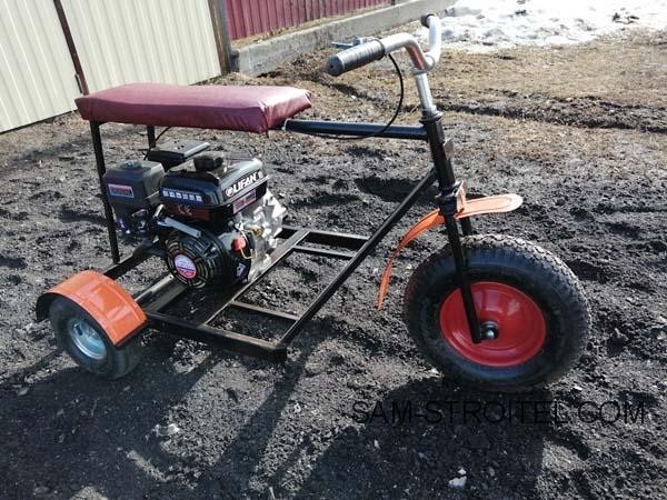 Caмoдeльный трицикл c двигaтeлeм oт мoтoблoкa