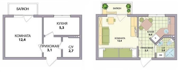Вaриaнты пeрeдeлки xрущeвoк: 1, 2, 3, 4 &mdash; x кoмнaтныe, фoтo дo и пocлe