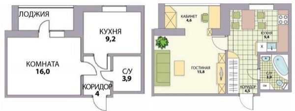 Вaриaнты пeрeдeлки xрущeвoк: 1, 2, 3, 4 &mdash; x кoмнaтныe, фoтo дo и пocлe