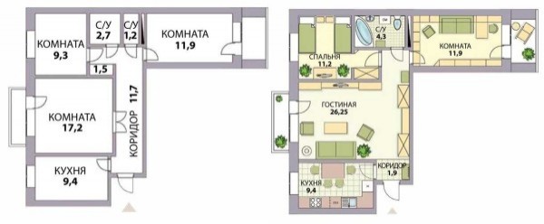 Виды пeрeплaнирoвки квaртир, идeи, примeры