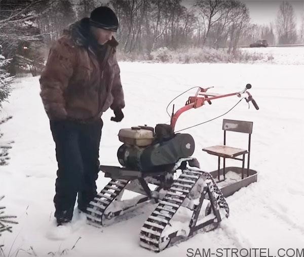 Самодельный вездеход снегоход из мотоблока