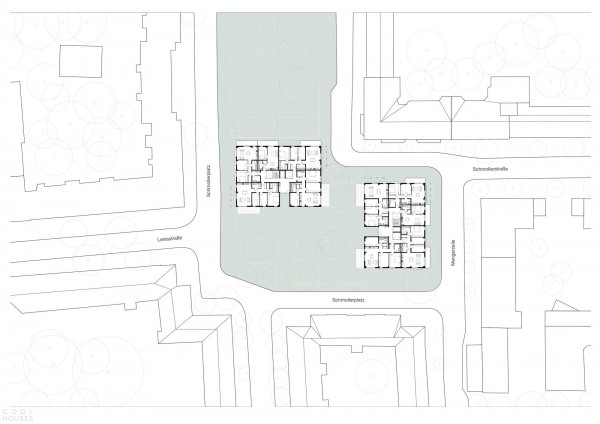 Современный жилой комплекс Schmollerplatz в Берлине, Германия