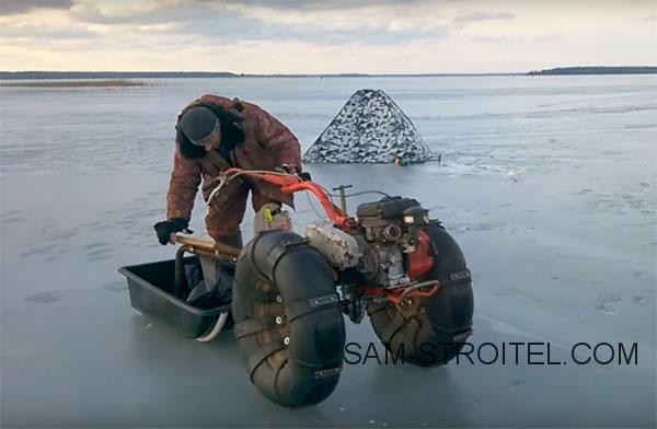Самодельный снегоход из мотоблока для зимней рыбалки