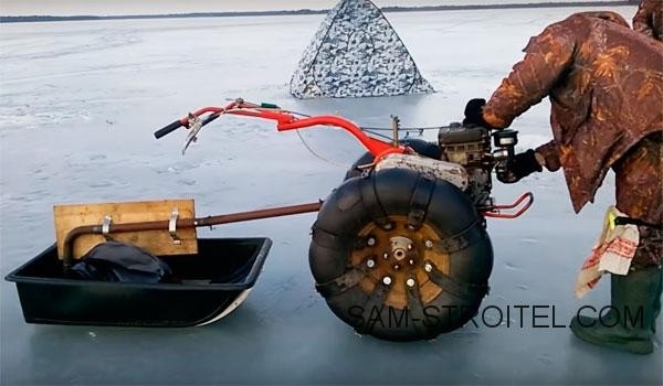 Самодельный снегоход из мотоблока для зимней рыбалки