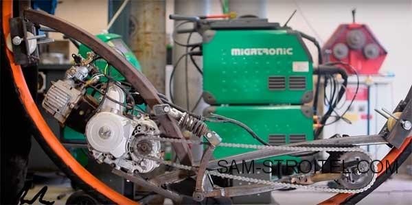 Самодельный монобайк с бензиновым мотором