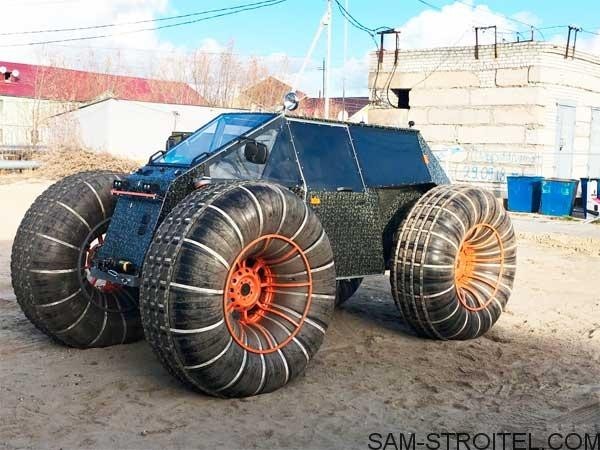 Самодельный вездеход на шинах низкого давления