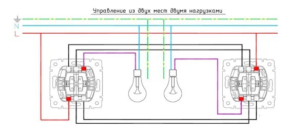 Как подключить проходной выключатель (управление светом из двух и более точек)