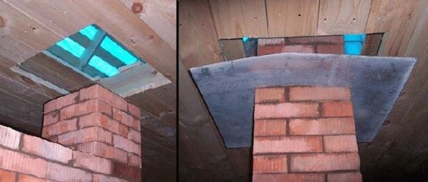 
			Проходной узел дымохода через крышу		