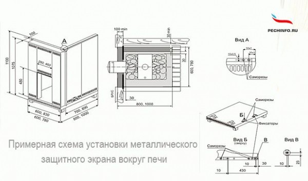 
			Экран для банной печи из нержавейки		