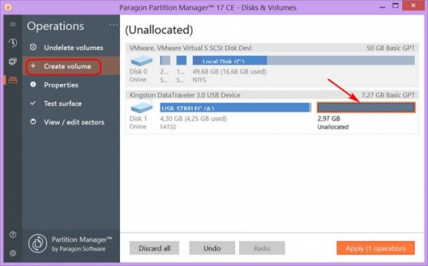  Как создать на флешке с FAT32 раздел с NTFS программой Paragon Hard Disk Manager 17 