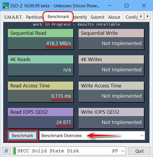  Диагностика SSD-диска программой SSD-Z 