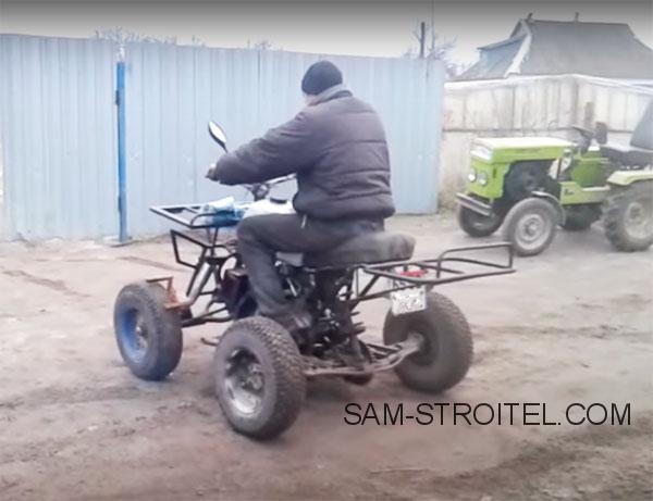 Сделал вот такой самодельный квадроцикл с двигателем Иж Юпитер Сделал вот такой самодельный квадроцикл с двигателем Иж Юпитер