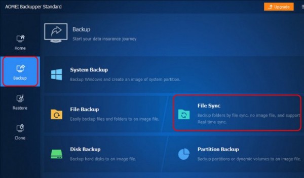  Синхронизация папок с данными программой AOMEI Backupper 