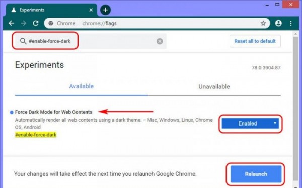  Тёмный режим для сайтов в окне Google Chrome 