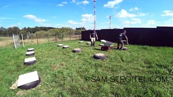 Самый простой и дешёвый фундамент из покрышек