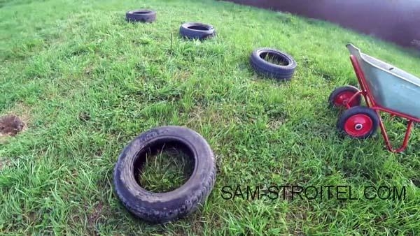 Самый простой и дешёвый фундамент из покрышек